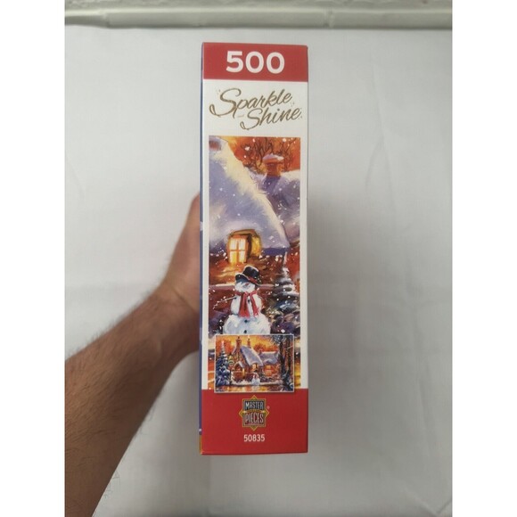 Snowman Cottage Sparkle and Shine 500 Piece Glitter Puzzle with Bonus Poster New - Picture 2 of 7